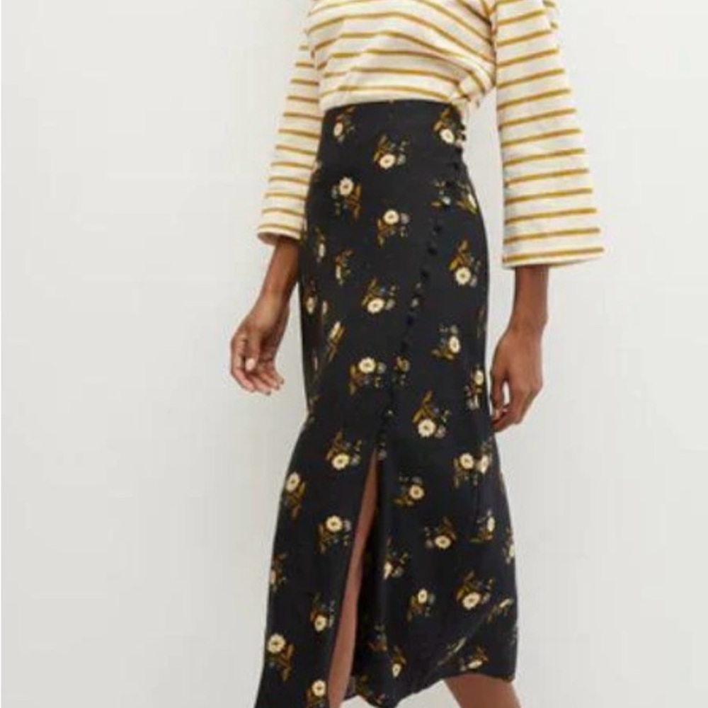 Veronica Beard Black Floral Asymmetrical Skirt